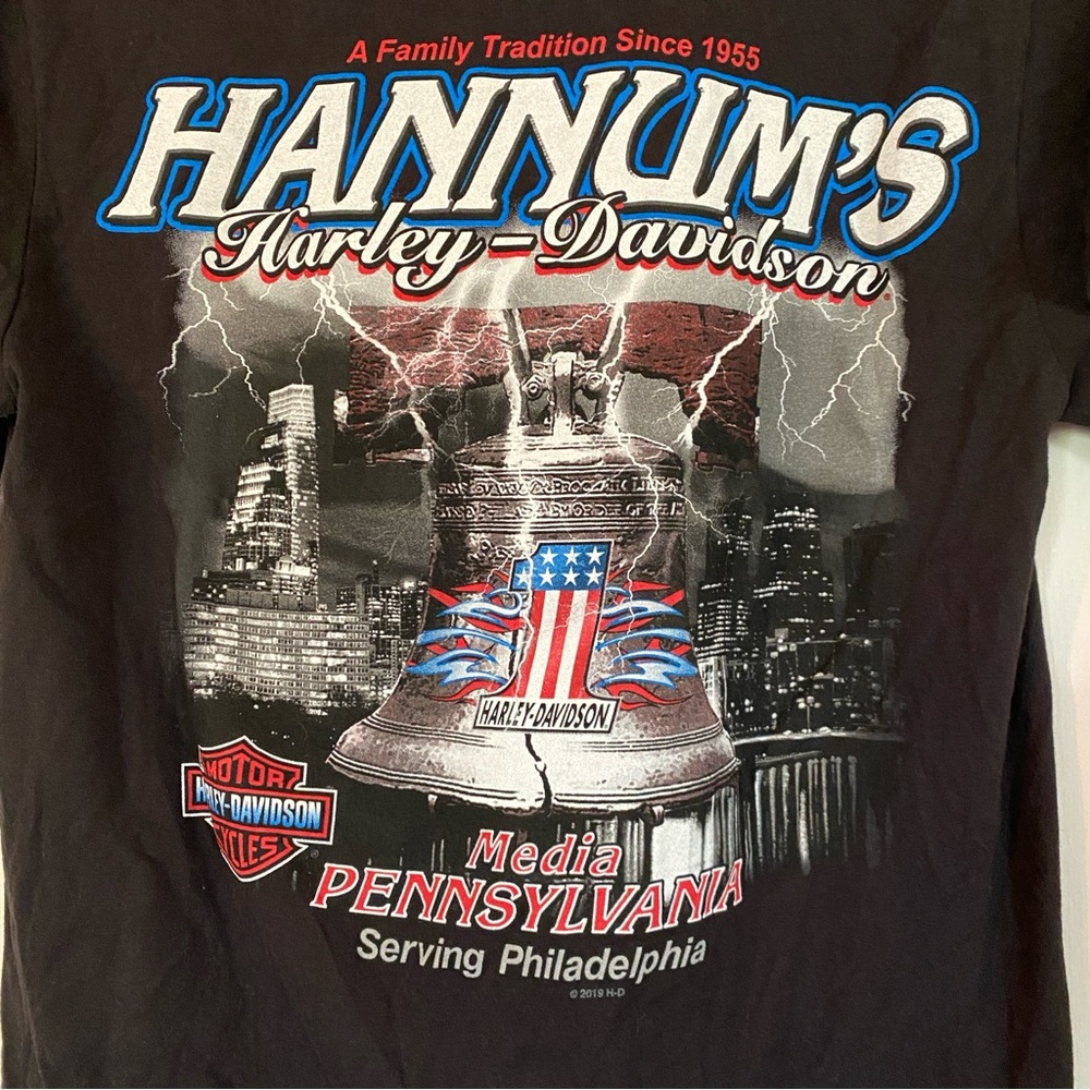 Harley Davidson Motorcycle Shirt Tee Hannum’s Pennsylvania Liberty Bell M EUC